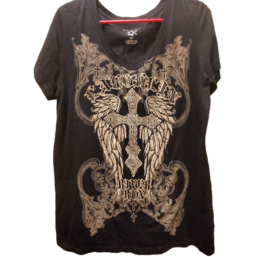 Super cute sexy Laughlin River Run womens short sleeve bling top plus size 2xl